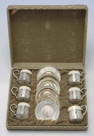 Sterling Hollowware Demitasse with Lenox Liner - Set of 6 in Case