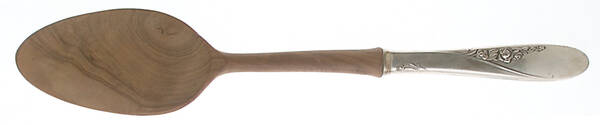 Rose Spray (Sterling, 1955) Salad Serving Spoon with Wooden Bowl