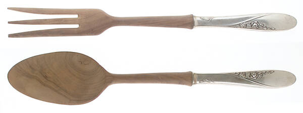 Rose Spray (Sterling, 1955) Wooden Bowl 2-Piece Salad Set