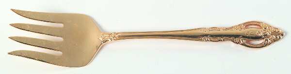 Baroque Gold (Gold Electroplate) Medium Solid Cold Meat Serving Fork