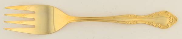 Golden Cascade (Gold Electroplate) Medium Solid Cold Meat Serving Fork