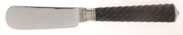 Montaigne-Twisted Black Wood (Silverplate) Butter Spreader Hollow Hdl-Paddle/Stainless Blade by Ercuis