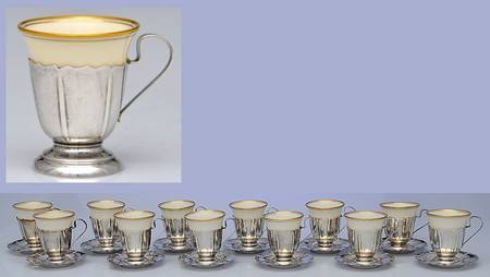 Sterling Hollowware Demi Cup and Saucer with Lenox Liner - Set of 12