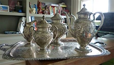Lily-Floral (Sterling, Hollowware) 4 Piece Tea Set (SCP, STP, SCR, SSU)