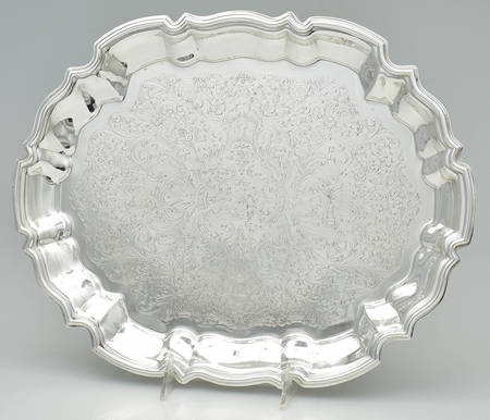 Silverplate Hollowware 14" Oval Footed Tray