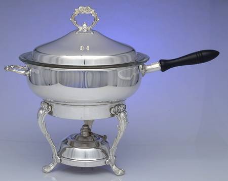 Silverplate Hollowware Chafing Dish W/Lid, Liner, Stand & Burner