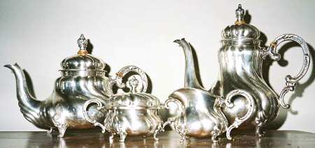 Sterling Hollowware 4 Piece Tea Set (SCP, STP, SCR, SSU)