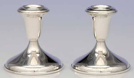 371 (Sterling, Hollowware) Pair of 3" Console Candleholders