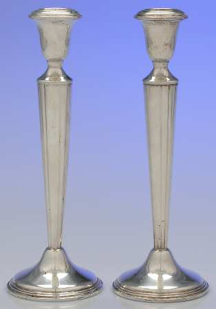 Sterling Candlesticks Pair of 10" Weighted Candlesticks
