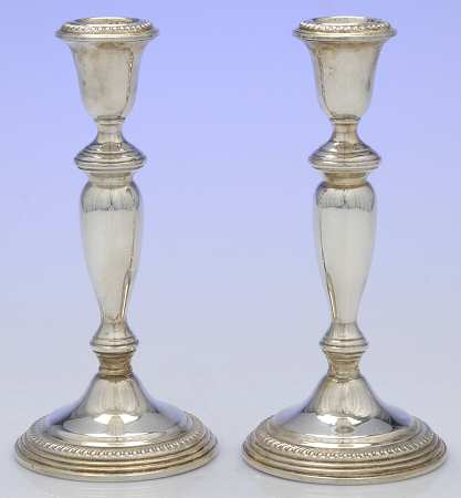 Sterling Candlesticks Pair of 8" Weighted Candlesticks