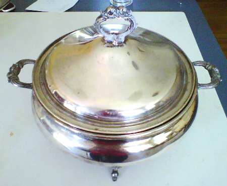 123E (Silverplate, Hollowware) Plated Round Covered Casserole with Glass