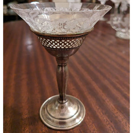 ELG3 (Sterling, Hollowware) Low Sherbet W/Crystal Bowl,Sterling Base