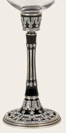 Stemware (Gold & Silverplated) Thames Stem-SLVP, Jet Black w/Clear Crystals