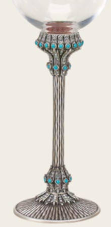 Stemware (Gold & Silverplated) Saxony Stem-Silverplate, Turquoise w/Crystals