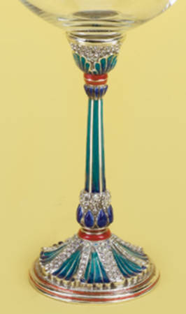 Stemware (Gold & Silverplated) Santiago Stem-SLVP, Blue,Red & Orange w/Crystals