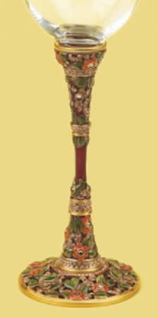 Stemware (Gold & Silverplated) Provence Stem-Gp,Garnet & Clover w/Topaz Crystal