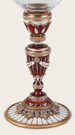 Stemware (Gold & Silverplated) Minsk Stem-Goldpltd,Garnet & Pearl w/Swarovski Cry
