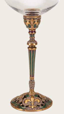 Stemware (Gold & Silverplated) Mardi Gras Stem-GP, Green & Purple w/Swarovski Cry