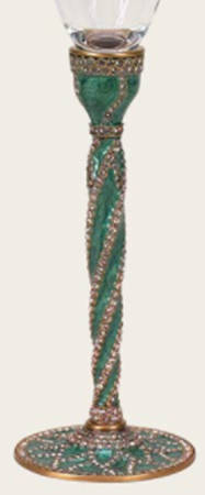 Stemware (Gold & Silverplated) Lisbon Stem-Goldplated, Green w/Silk Crystals