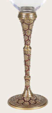 Stemware (Gold & Silverplated) Honeycomb Stem-GP, Garnet w/Topaz Crystals
