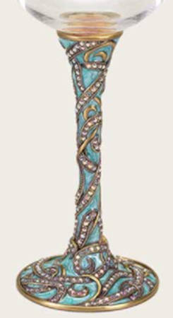 Stemware (Gold & Silverplated) Gilda Stem-Goldplated, Teal w/Swarovski Crystals