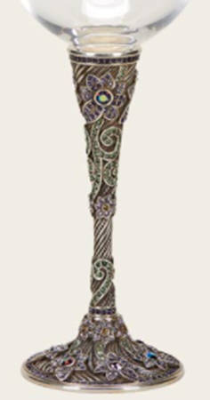 Stemware (Gold & Silverplated) Geisel Stem-SLVP, Amethyst & Peridot Swarovski Cry