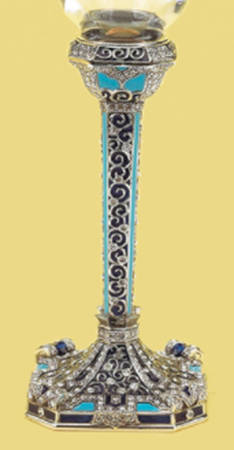 Stemware (Gold & Silverplated) Costa Azul Stem-SLVP,Sapphire & Turquoise w/Cry