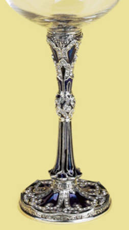 Stemware (Gold & Silverplated) City XI'An Stem-SLVP, Sapphire & Blk w/Crystals