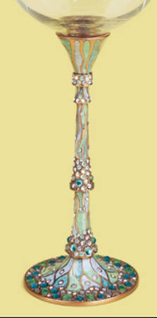 Stemware (Gold & Silverplated) Catalina Stem-GoldPlt,Teal, Pearl & Turquise w/Cry