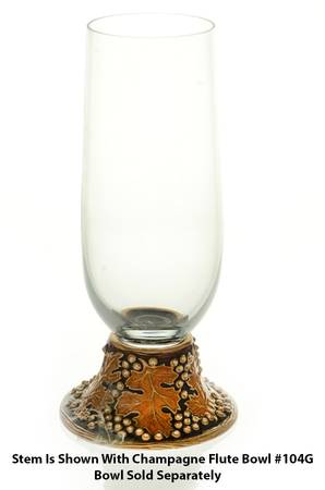 Stemware (Gold & Silverplated) Short Stem-Goldplated w/Leaves & Swarovski Crystal