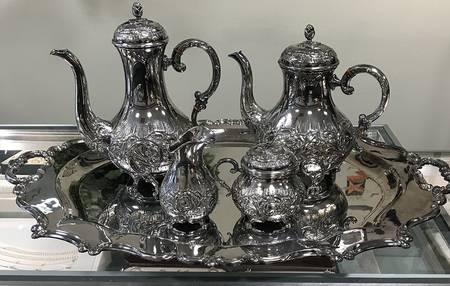 EUF11 (Sterling, Hollowware) 5 Piece Tea Set (SCP, STP, SCR, SSU, WTL)