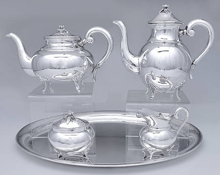 EIL4 (Sterling, Hollowware) 5 Piece Tea Set (SCP, STP, SCR, SUWH, TRO17)