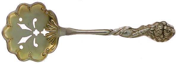 Chrysanthemum (Sterling, 1950) Solid Bon Bon Spoon with Pierced Bowl