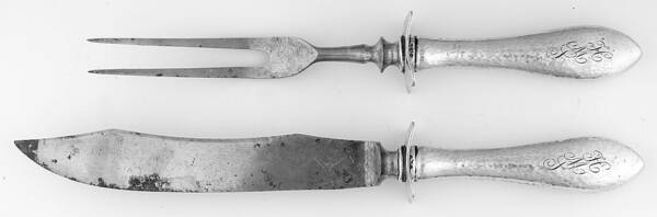 Old Boston-Hand Hammered (Sterling, 1893) Small 2-Piece Steak Carving Set w/Stainless Blade