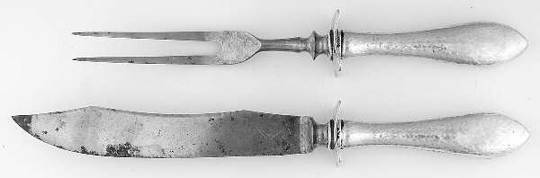 Old Boston-Hand Hammered (Sterling, 1893) Small Stainless Blade 2-Piece Steak Carving Set