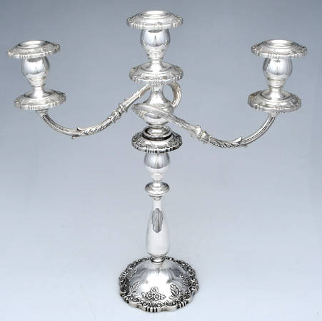 English Rose (Sterling, Hollowware) Weighted 3 Light Candelabra