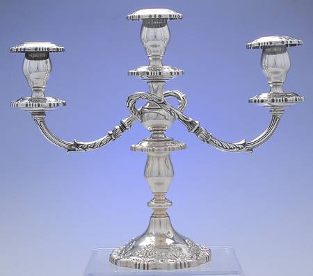 English Rose (Sterling, Hollowware) Weighted 3 Light Candelabra