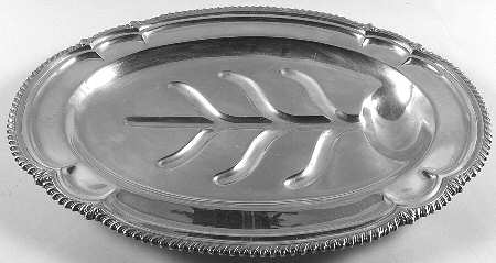 Sterling Hollowware Large Footed Sterling Meat Platter with Well