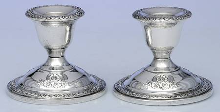 Rose Bouquet (Strl, Hlwr, Floral Band&Bouquets) Pair of Weighted Console Candleholders