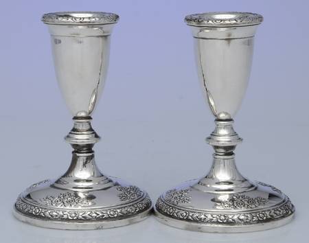 Rose Bouquet (Strl, Hlwr, Floral Band&Bouquets) Pair of 5" Weighted Candlesticks
