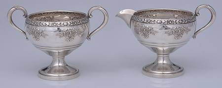 Rose Bouquet (Strl, Hlwr, Floral Band&Bouquets) Weighted Mini Creamer & Open Sugar