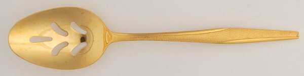 FLR1 (GOLD ELECTROPLATE) Pierced Tablespoon (Serving Spoon)
