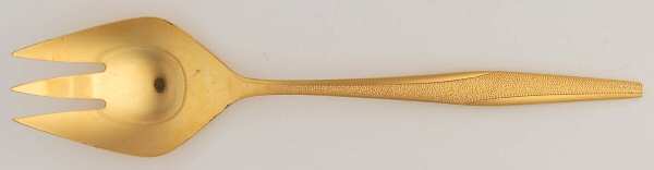 FLR1 (GOLD ELECTROPLATE) Medium Solid Cold Meat Serving Fork