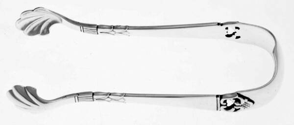 Danish Crown (Sterling) Sugar Tongs Small with Shell Tips