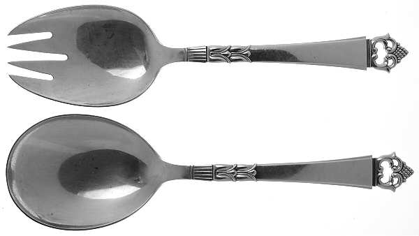 Danish Crown (Sterling) Medium 2-Piece Salad Set, Solid Pieces