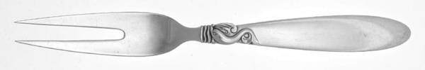 Dolphin (Sterling, No Monograms) Medium 2-Tine Cold Meat Serving Fork