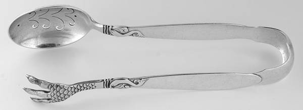 Dolphin (Sterling, No Monograms) Large Ice Serving Tongs