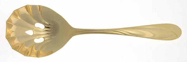 Nicole-Gold (Gold Electroplate) Pierced Solid Serving Spoon