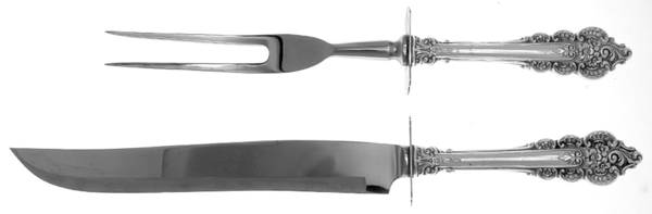 Botitcelli (Sterling, 1949) Large 2-Piece Roast Carving Set w/Stainless Blade