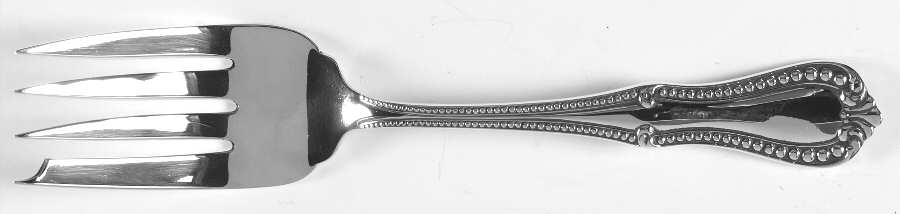 Georgian Bead (Sterling) Small Solid Cold Meat Serving Fork